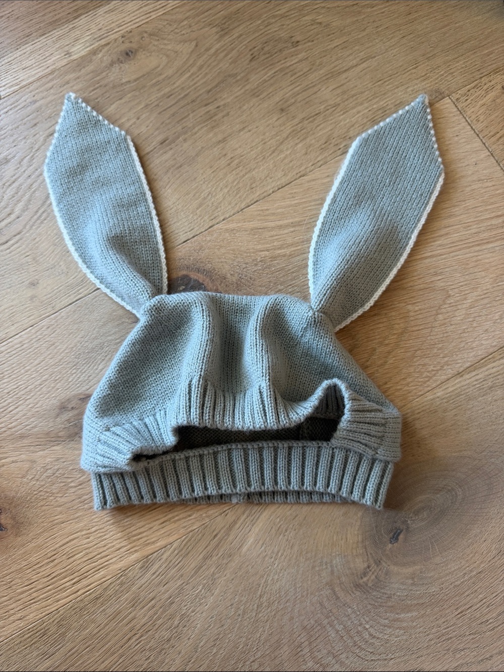 Cozy Knit Bunny-Ear Hat in Light Gray for Kids